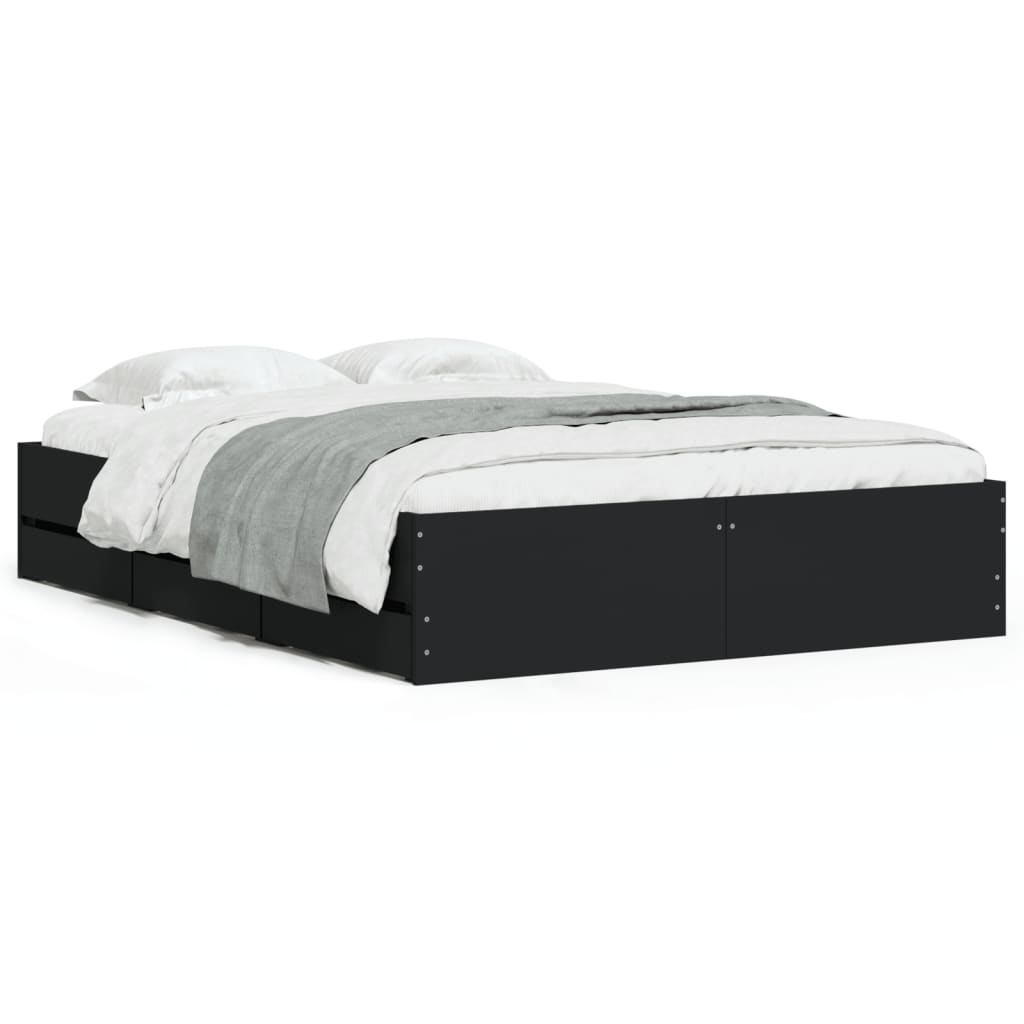 Bedframe met lades bewerkt hout bruin eikenkleur 120x190 cm is nu te koop bij PeponiXL, paradijselijk wonen!