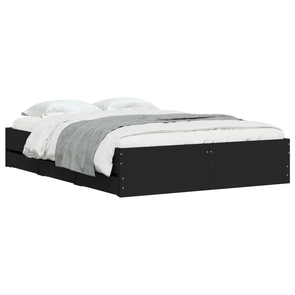 Bedframe met lades bewerkt hout bruin eikenkleur 120x190 cm is nu te koop bij PeponiXL, paradijselijk wonen!