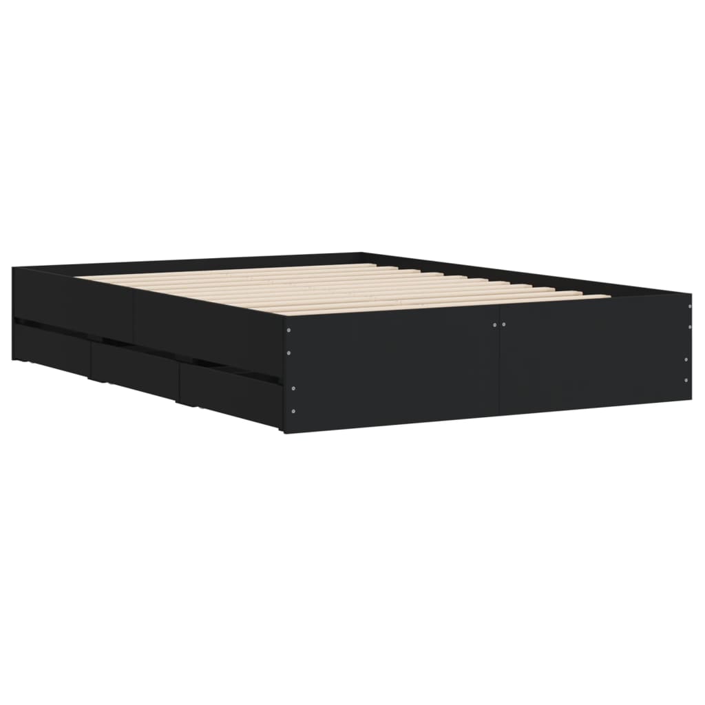 Bedframe met lades bewerkt hout bruin eikenkleur 120x190 cm is nu te koop bij PeponiXL, paradijselijk wonen!