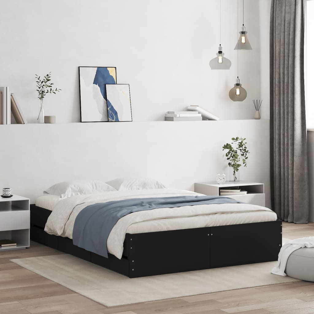 Bedframe met lades bewerkt hout bruin eikenkleur 120x190 cm is nu te koop bij PeponiXL, paradijselijk wonen!