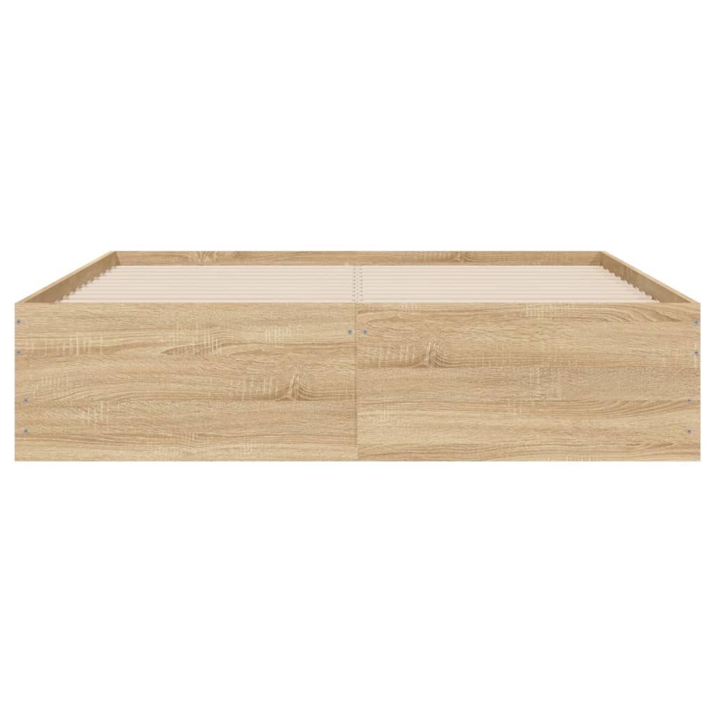 Bedframe met lades bewerkt hout sonoma eikenkleurig 120x190 cm is nu te koop bij PeponiXL, paradijselijk wonen!
