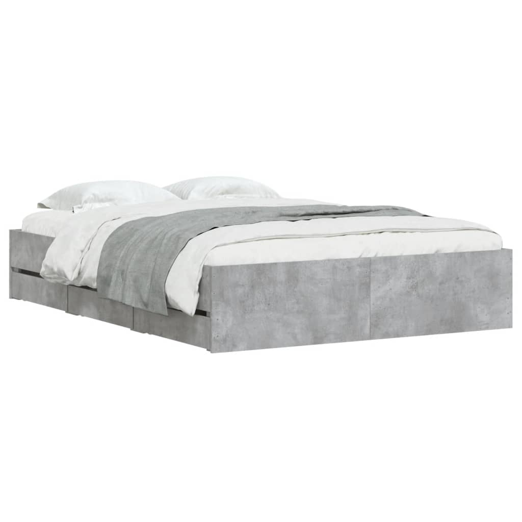 Bedframe met lades bewerkt hout betongrijs 120x190 cm is nu te koop bij PeponiXL, paradijselijk wonen!