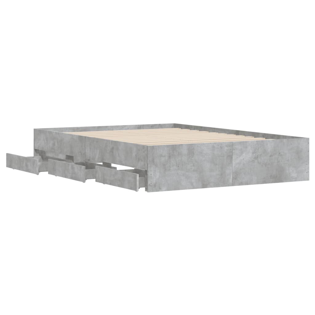 Bedframe met lades bewerkt hout betongrijs 120x190 cm is nu te koop bij PeponiXL, paradijselijk wonen!