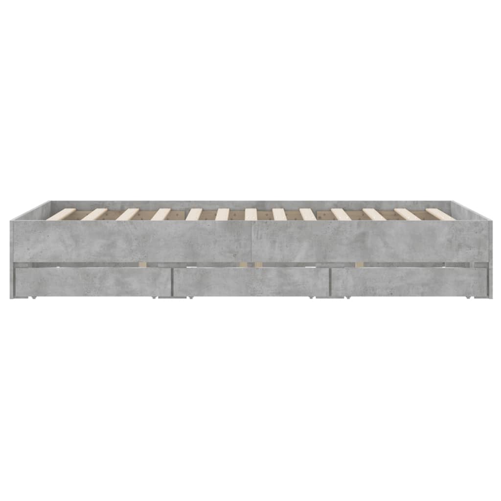 Bedframe met lades bewerkt hout betongrijs 120x190 cm is nu te koop bij PeponiXL, paradijselijk wonen!