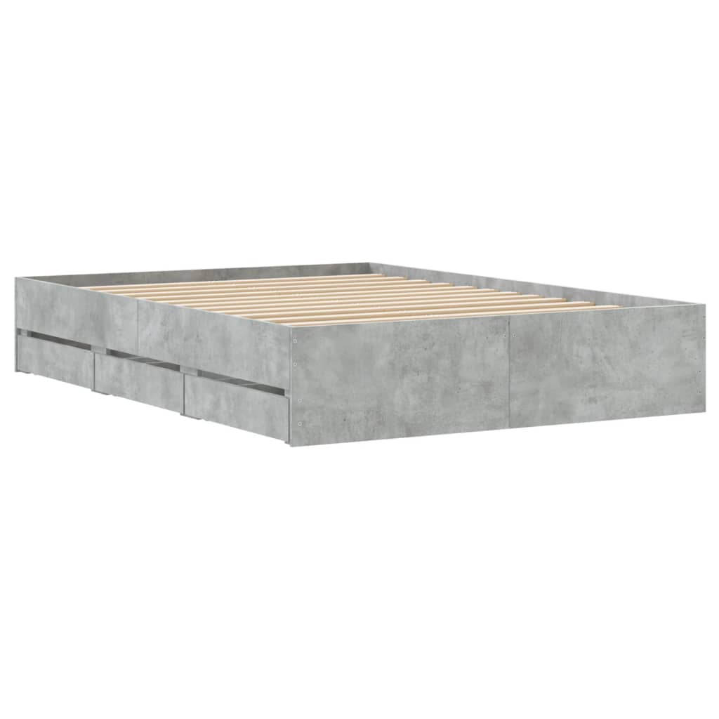 Bedframe met lades bewerkt hout betongrijs 120x190 cm is nu te koop bij PeponiXL, paradijselijk wonen!