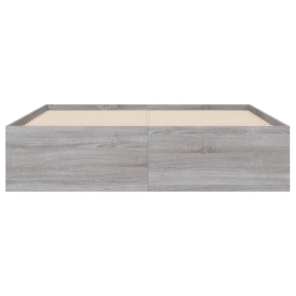 Bedframe met lades bewerkt hout grijs sonoma eiken 120x190 cm is nu te koop bij PeponiXL, paradijselijk wonen!