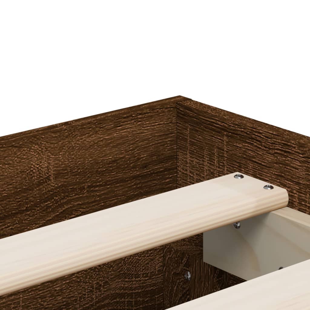 Bedframe met lades bewerkt hout bruin eikenkleur 120x190 cm is nu te koop bij PeponiXL, paradijselijk wonen!