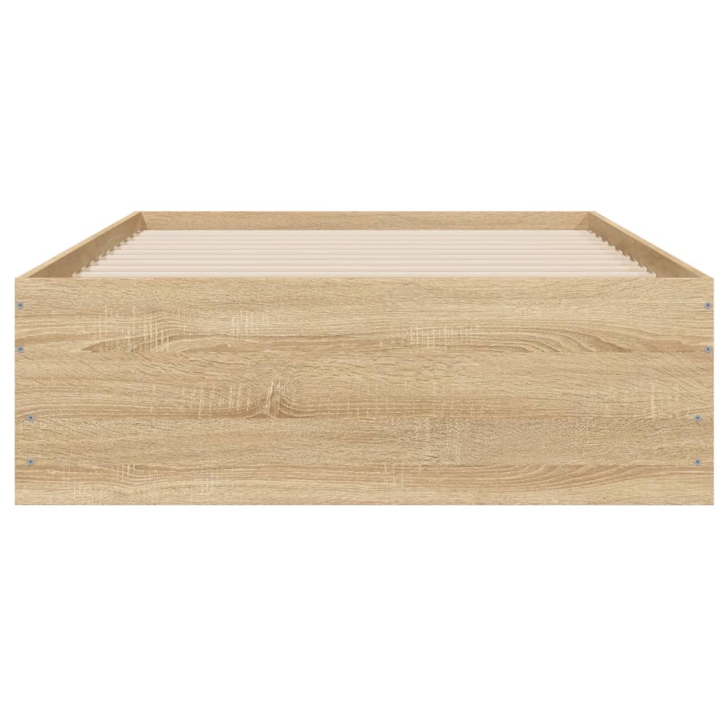 Bedframe met lades bewerkt hout sonoma eikenkleurig 90x190 cm is nu te koop bij PeponiXL, paradijselijk wonen!
