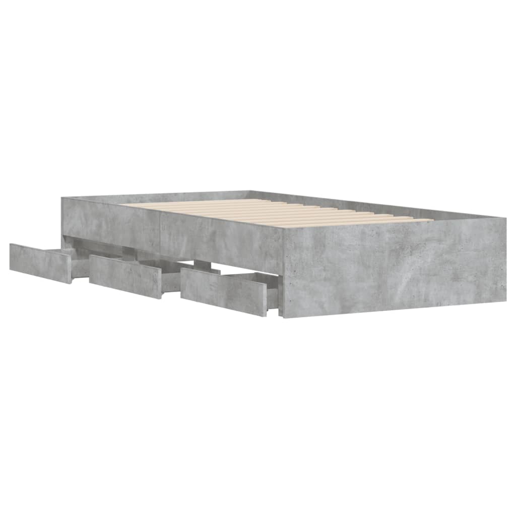 Bedframe met lades bewerkt hout betongrijs 90x190 cm is nu te koop bij PeponiXL, paradijselijk wonen!