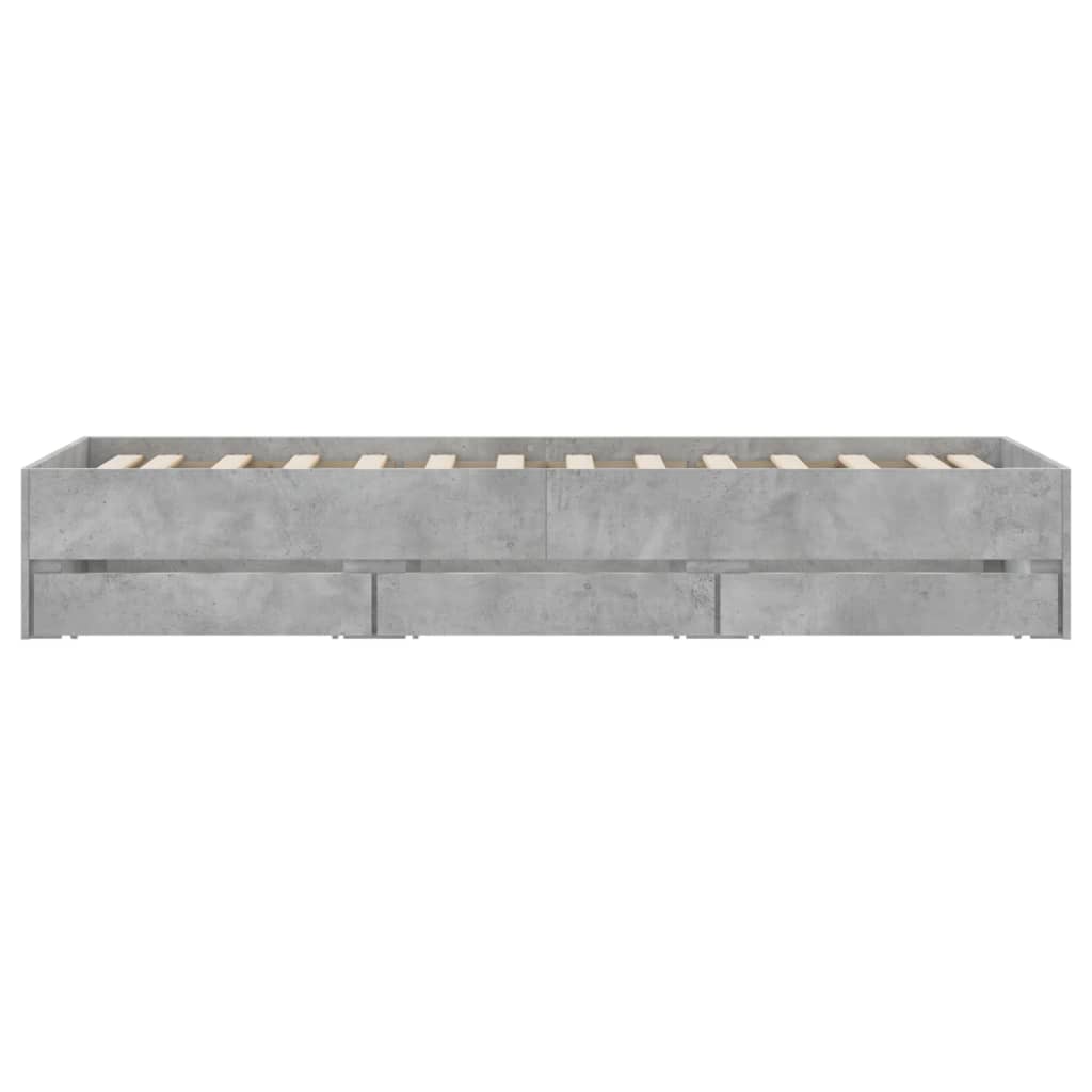 Bedframe met lades bewerkt hout betongrijs 90x190 cm is nu te koop bij PeponiXL, paradijselijk wonen!
