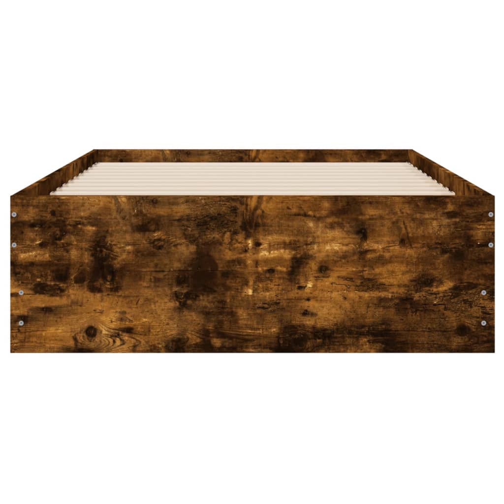Bedframe met lades bewerkt hout gerookt eikenkleurig 90x190 cm is nu te koop bij PeponiXL, paradijselijk wonen!