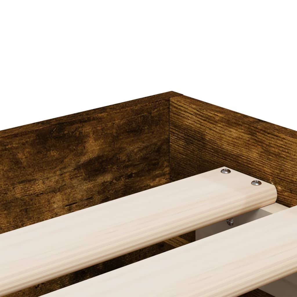 Bedframe met lades bewerkt hout gerookt eikenkleurig 90x190 cm is nu te koop bij PeponiXL, paradijselijk wonen!