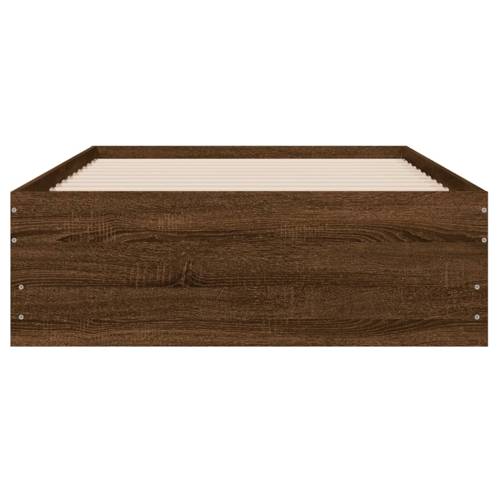 Bedframe met lades bewerkt hout bruin eikenkleur 90x190 cm is nu te koop bij PeponiXL, paradijselijk wonen!