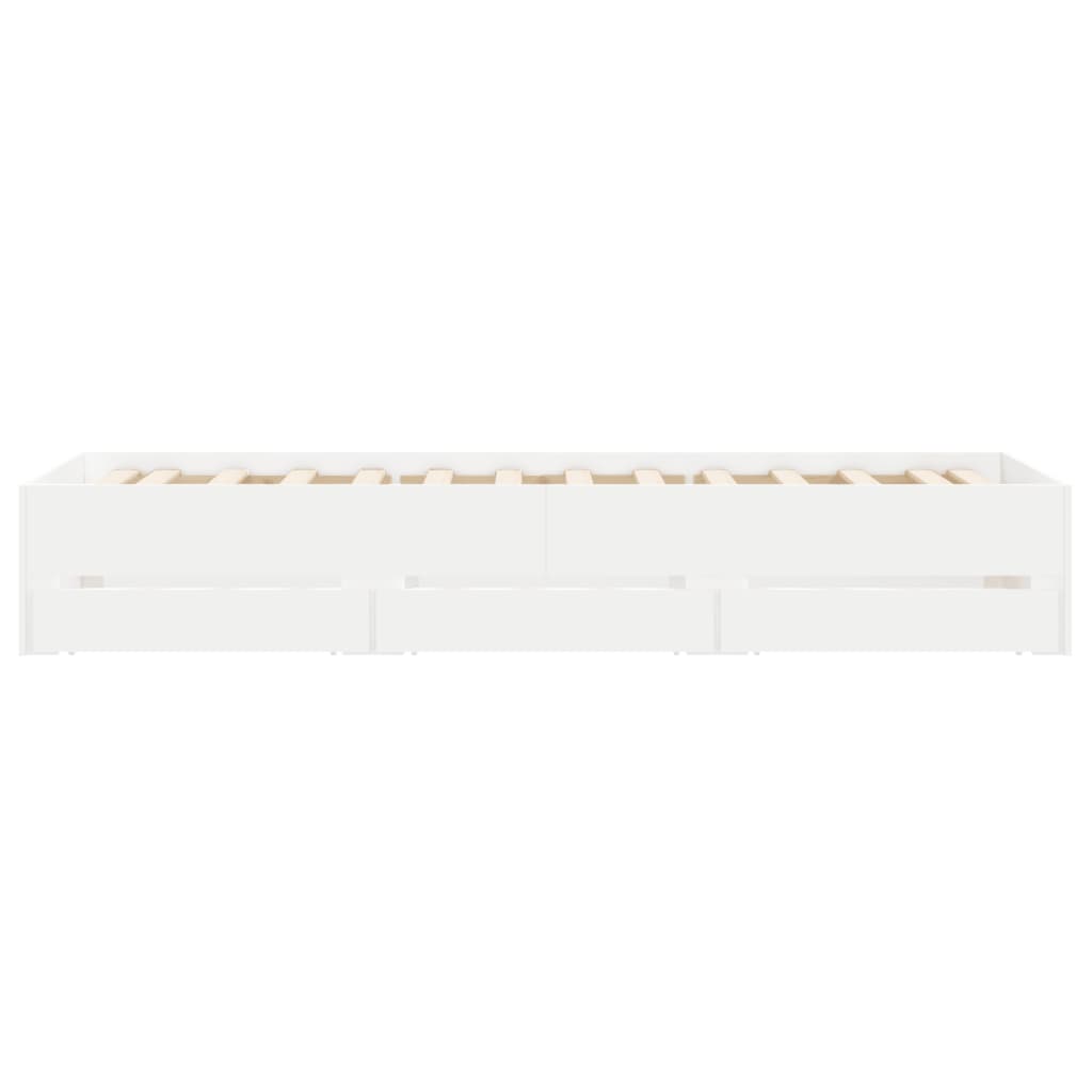 Bedframe met lades bewerkt hout wit 75x190 cm is nu te koop bij PeponiXL, paradijselijk wonen!