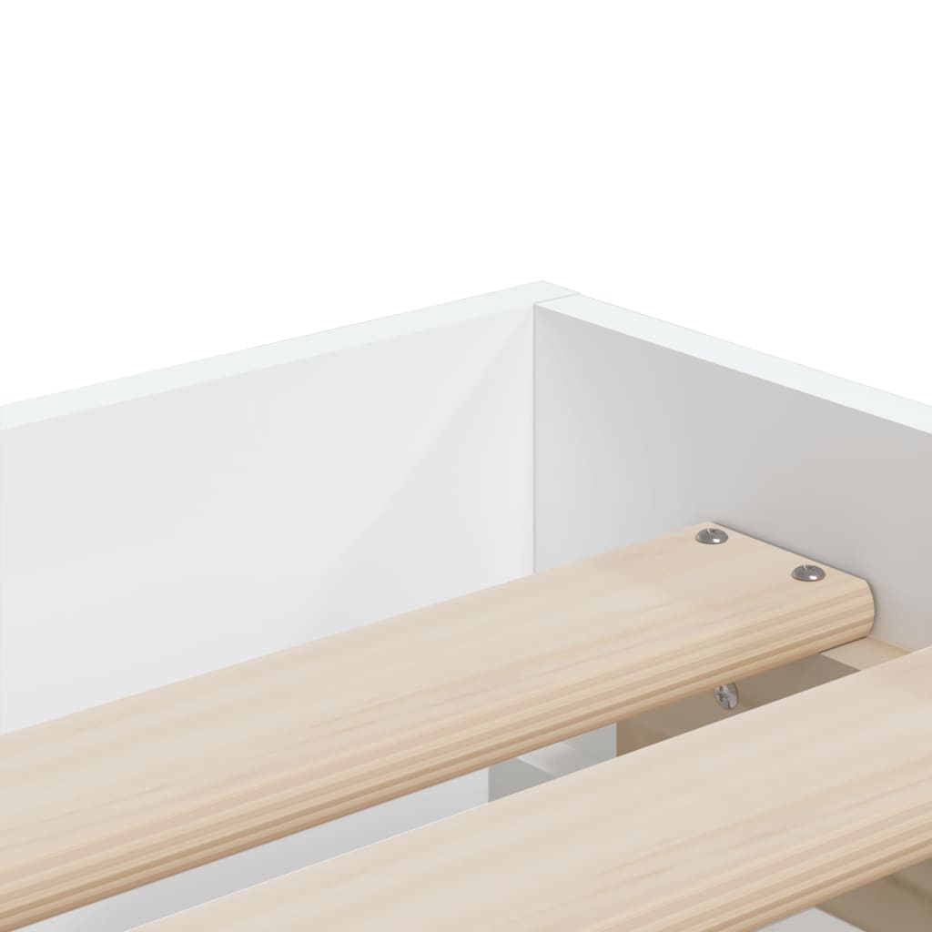 Bedframe met lades bewerkt hout wit 75x190 cm is nu te koop bij PeponiXL, paradijselijk wonen!