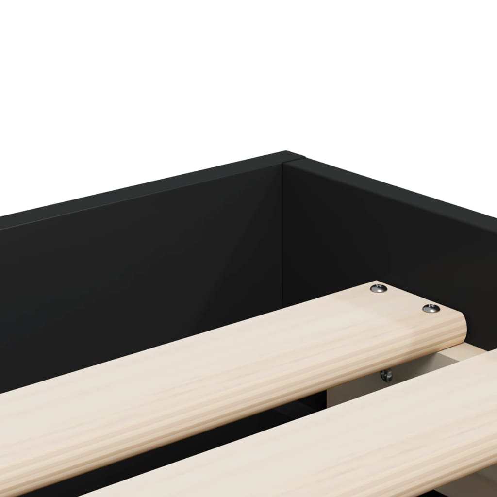 Bedframe met lades bewerkt hout zwart 75x190 cm is nu te koop bij PeponiXL, paradijselijk wonen!