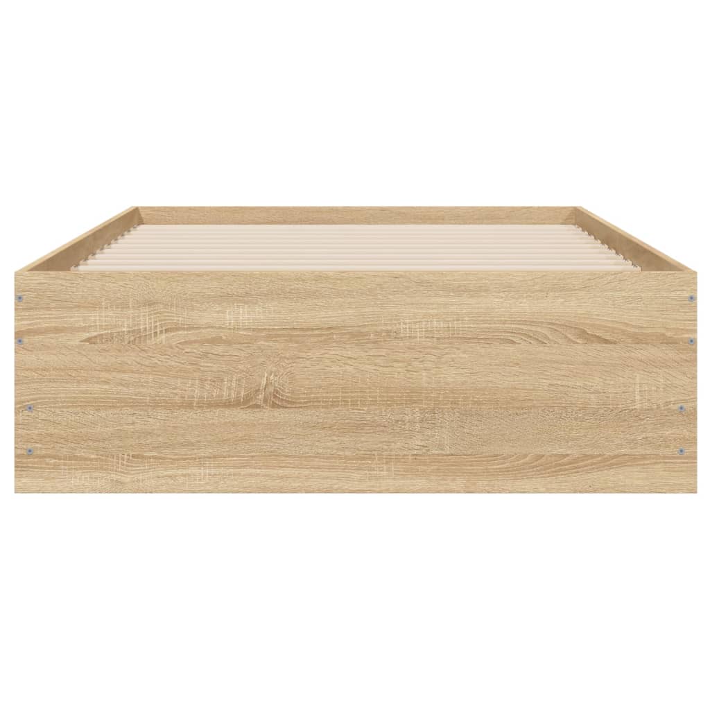 Bedframe met lades bewerkt hout sonoma eikenkleurig 75x190 cm is nu te koop bij PeponiXL, paradijselijk wonen!