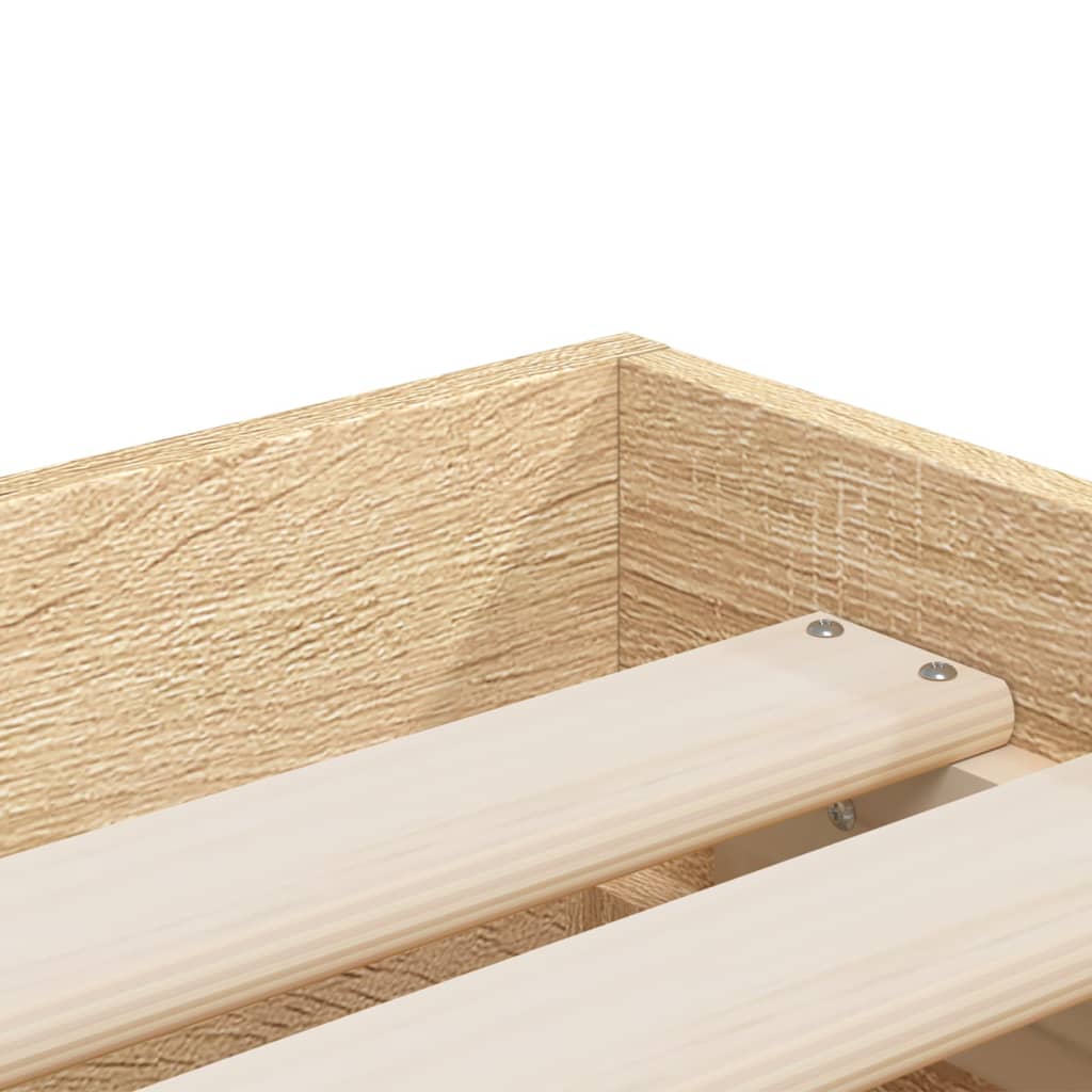 Bedframe met lades bewerkt hout sonoma eikenkleurig 75x190 cm is nu te koop bij PeponiXL, paradijselijk wonen!