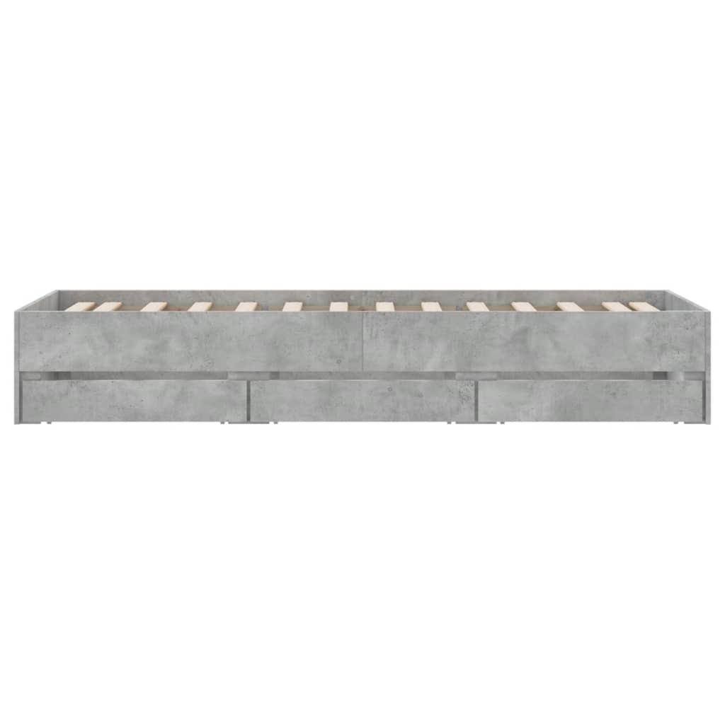 Bedframe met lades bewerkt hout betongrijs 75x190 cm is nu te koop bij PeponiXL, paradijselijk wonen!