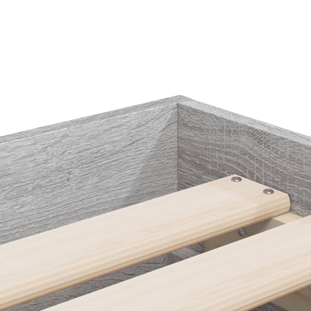 Bedframe met lades bewerkt hout grijs sonoma eiken 75x190 cm is nu te koop bij PeponiXL, paradijselijk wonen!