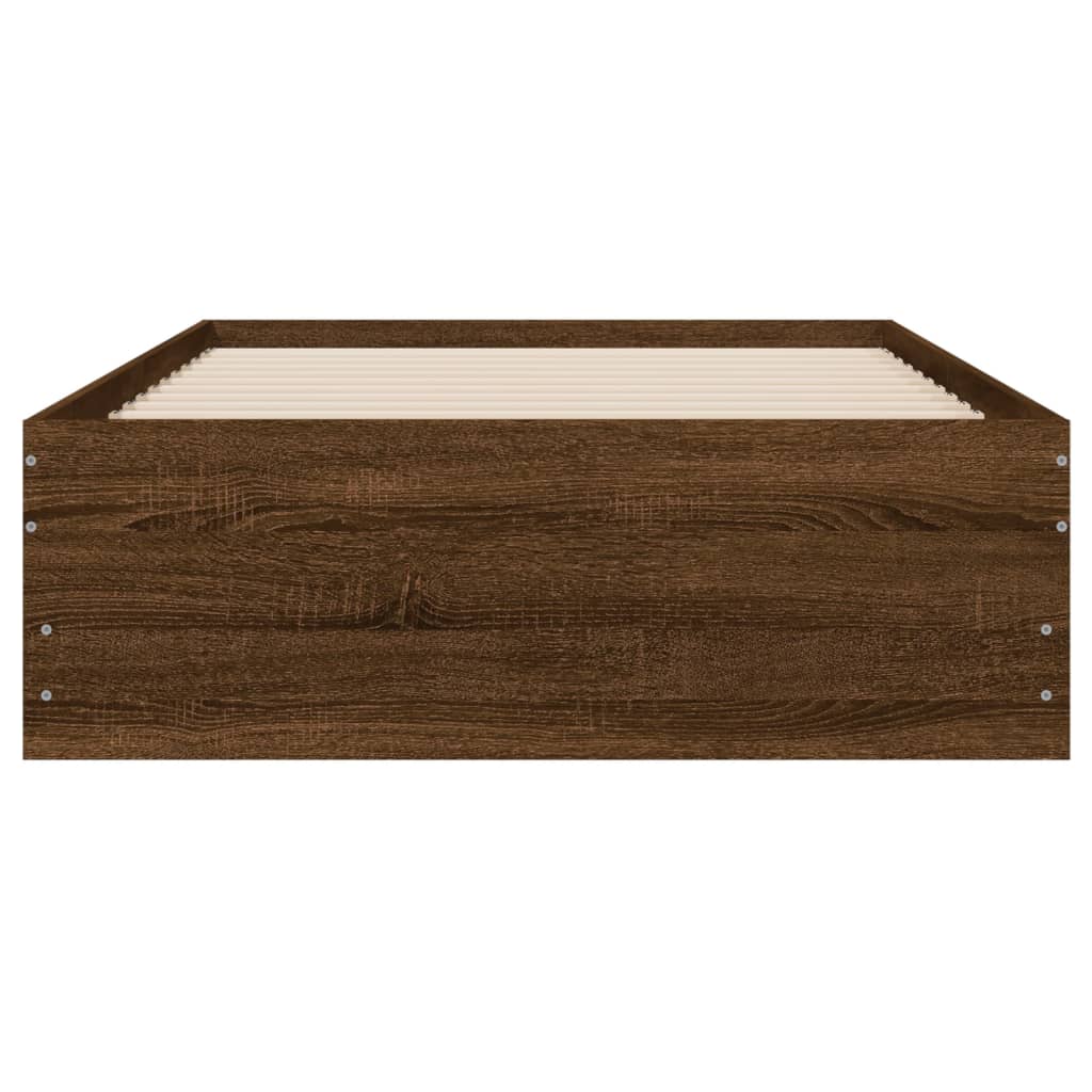Bedframe met lades bewerkt hout bruin eikenkleur 75x190 cm is nu te koop bij PeponiXL, paradijselijk wonen!