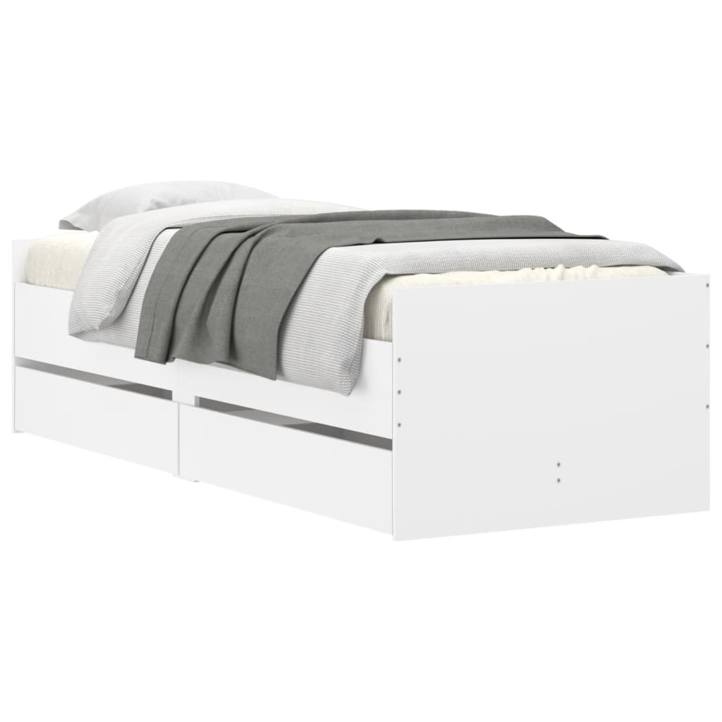Bedframe met lades wit 100x200 cm is nu te koop bij PeponiXL, paradijselijk wonen!