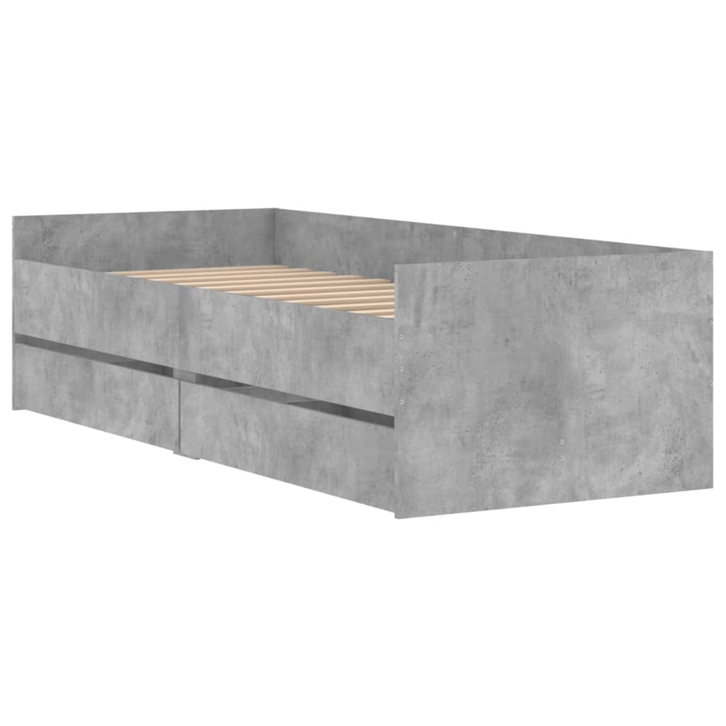 Bedframe met lades betongrijs 100x200 cm is nu te koop bij PeponiXL, paradijselijk wonen!