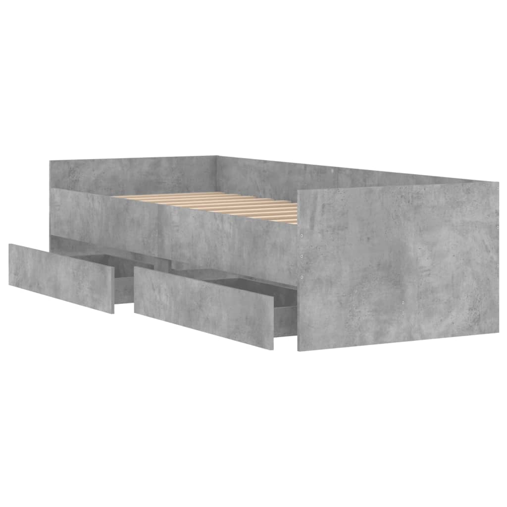 Bedframe met lades betongrijs 100x200 cm is nu te koop bij PeponiXL, paradijselijk wonen!