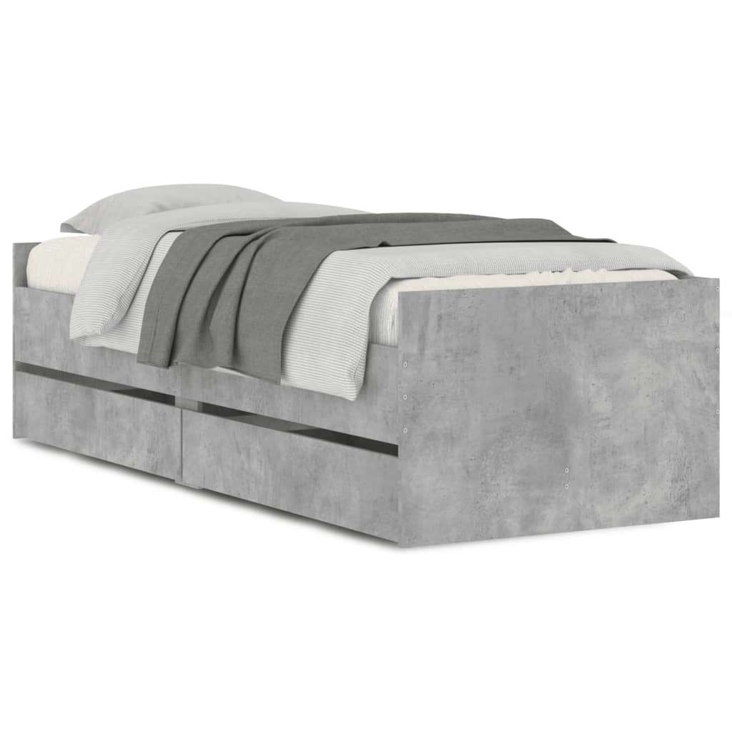 Bedframe met lades betongrijs 90x200 cm is nu te koop bij PeponiXL, paradijselijk wonen!