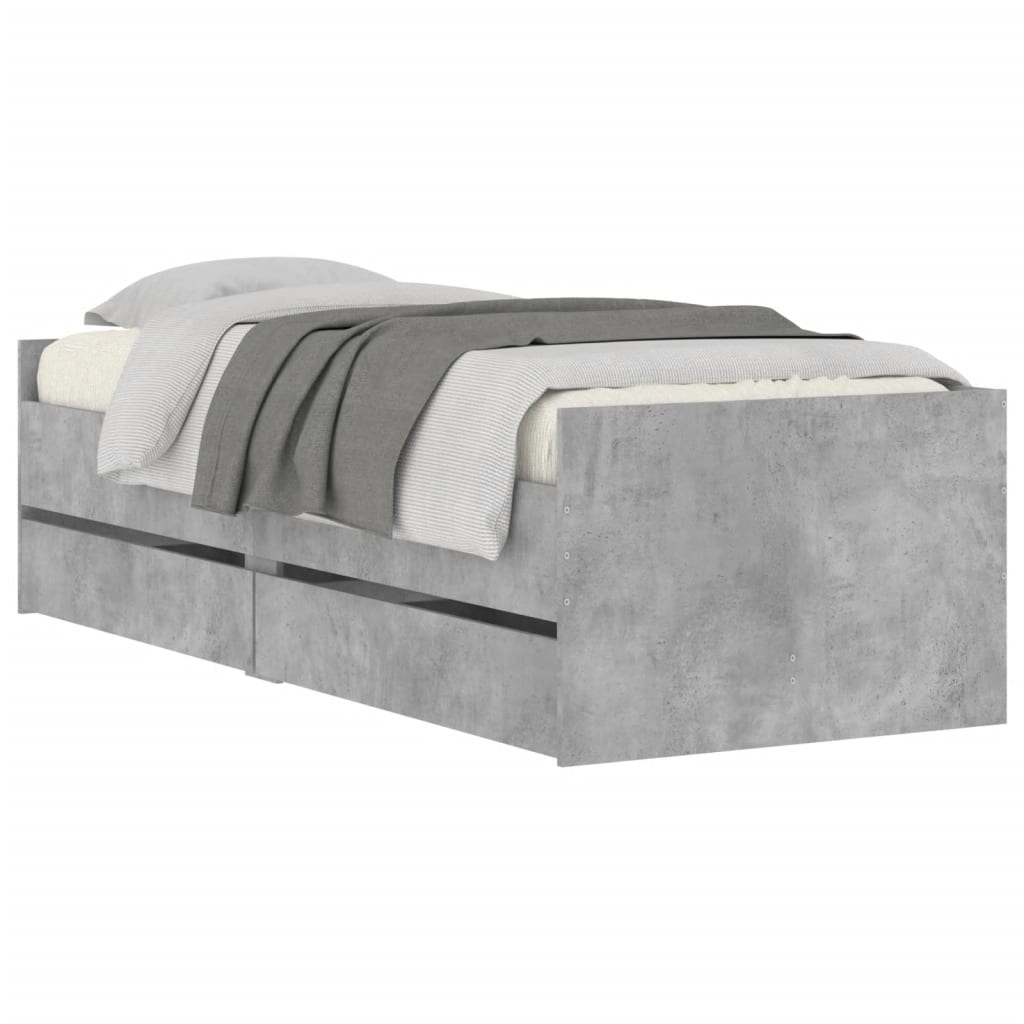 Bedframe met lades betongrijs 90x200 cm is nu te koop bij PeponiXL, paradijselijk wonen!
