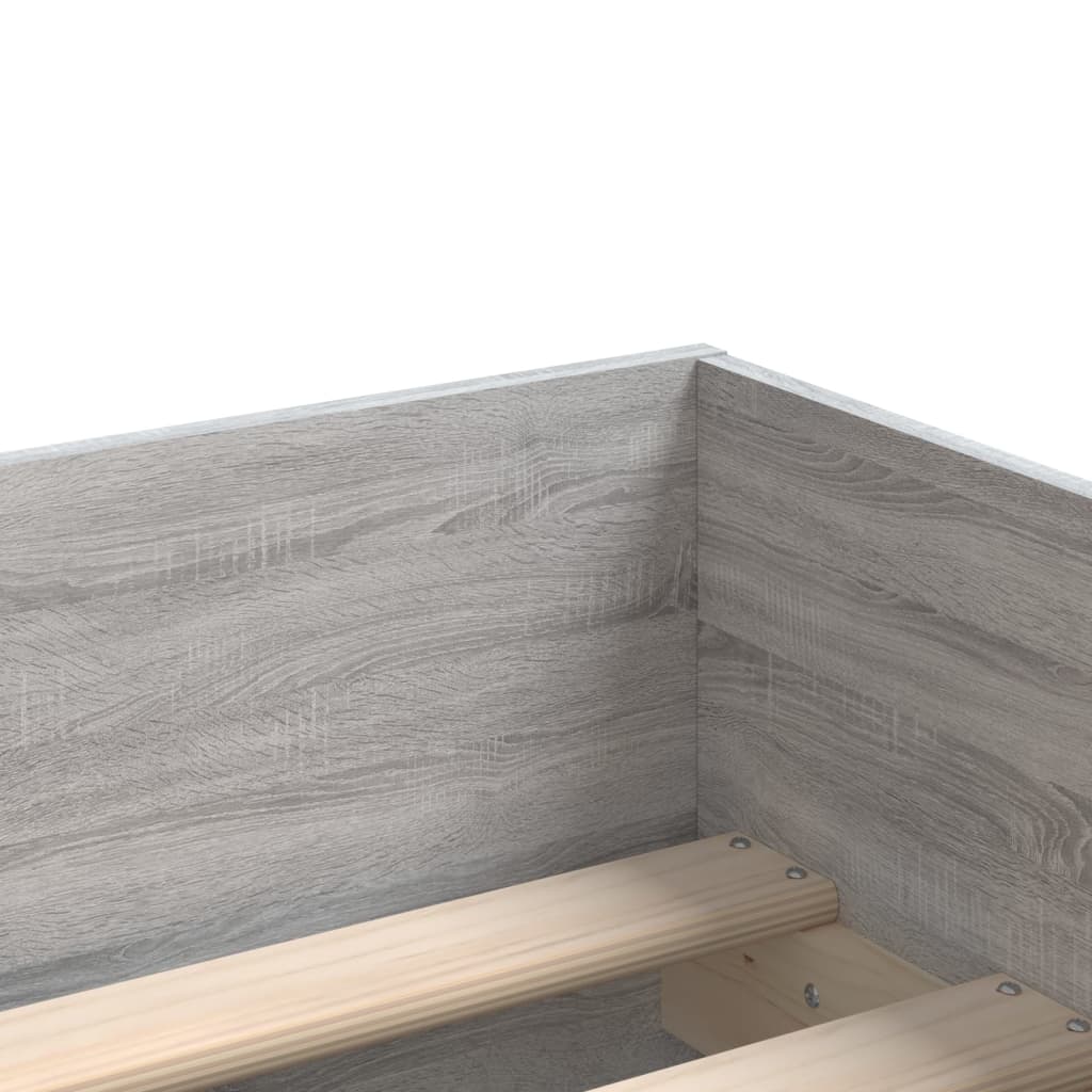 Bedframe met lades grijs sonoma eikenkleurig 90x200 cm is nu te koop bij PeponiXL, paradijselijk wonen!