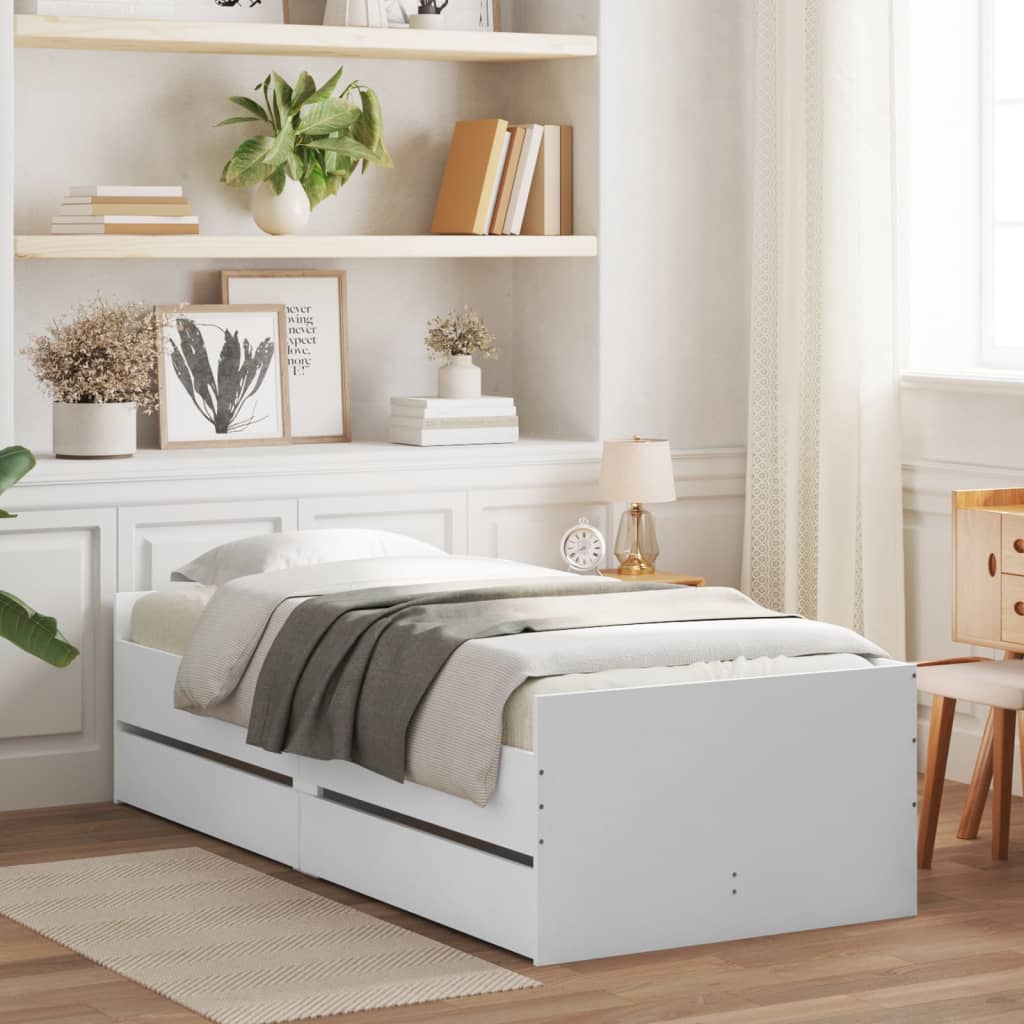 Bedframe met lades wit 90x190 cm is nu te koop bij PeponiXL, paradijselijk wonen!