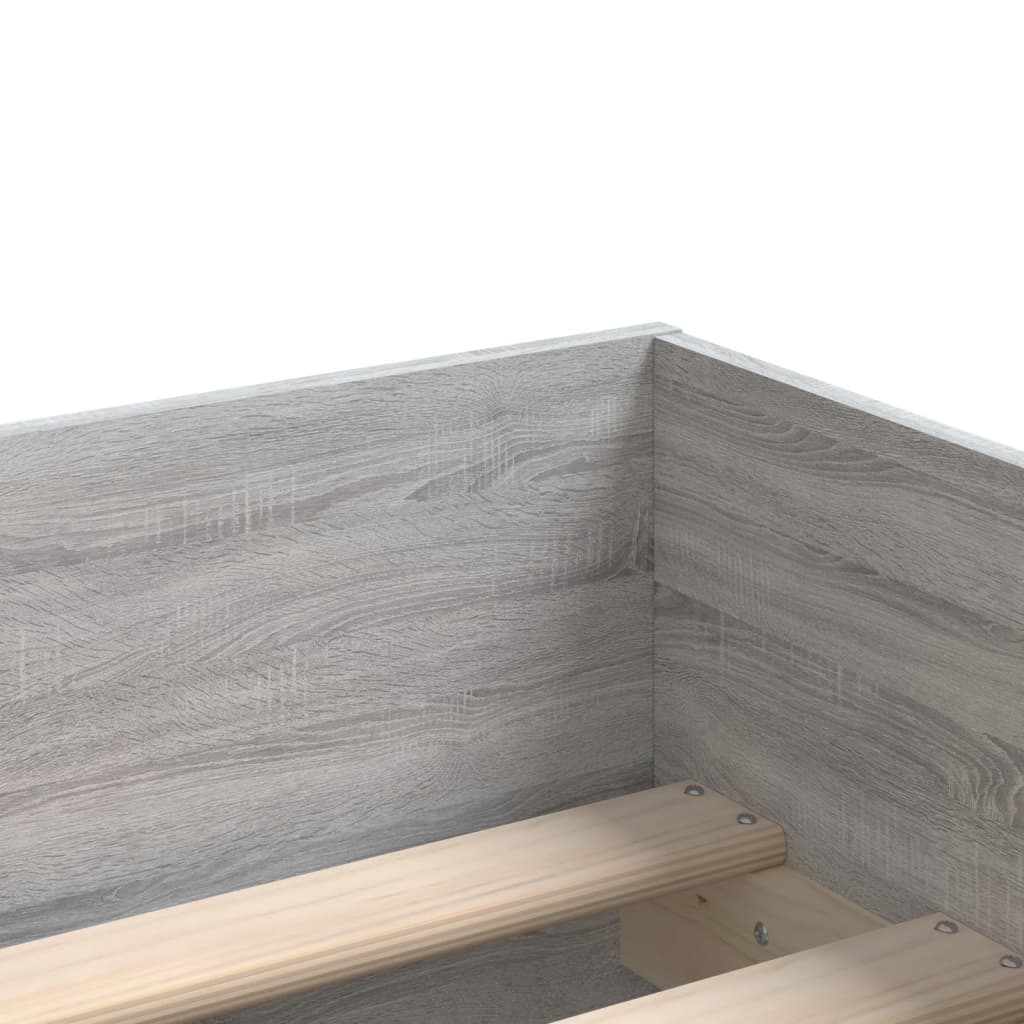 Bedframe met lades grijs sonoma eikenkleurig 90x190 cm is nu te koop bij PeponiXL, paradijselijk wonen!