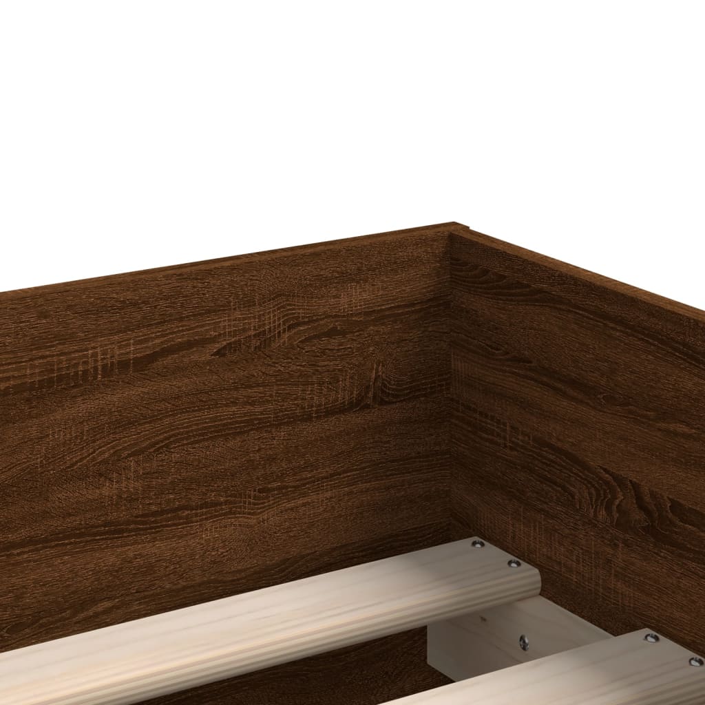 Bedframe met lades bruin eikenkleur 90x190 cm is nu te koop bij PeponiXL, paradijselijk wonen!