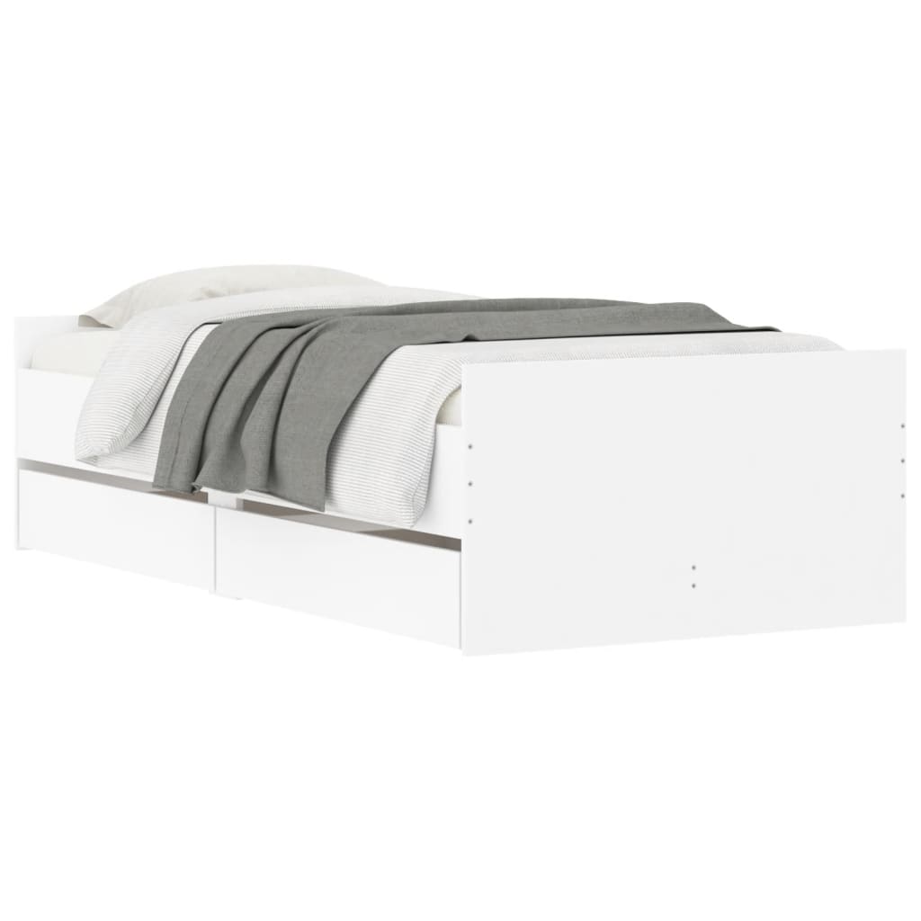 Bedframe met lades wit 100x200 cm is nu te koop bij PeponiXL, paradijselijk wonen!