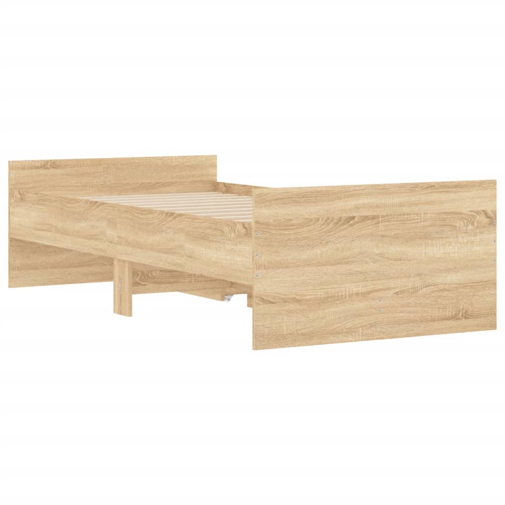 Bedframe met lades sonoma eikenkleurig 100x200 cm is nu te koop bij PeponiXL, paradijselijk wonen!