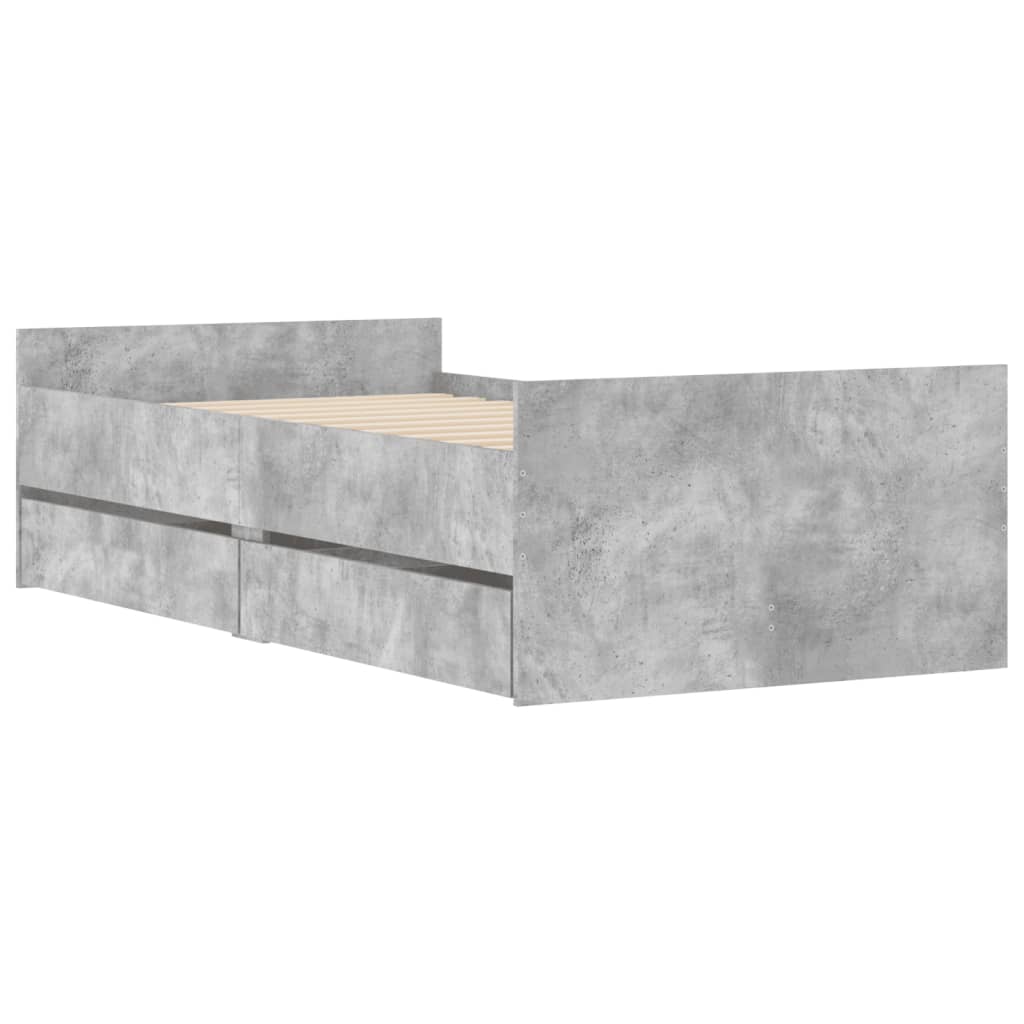 Bedframe met lades betongrijs 100x200 cm is nu te koop bij PeponiXL, paradijselijk wonen!