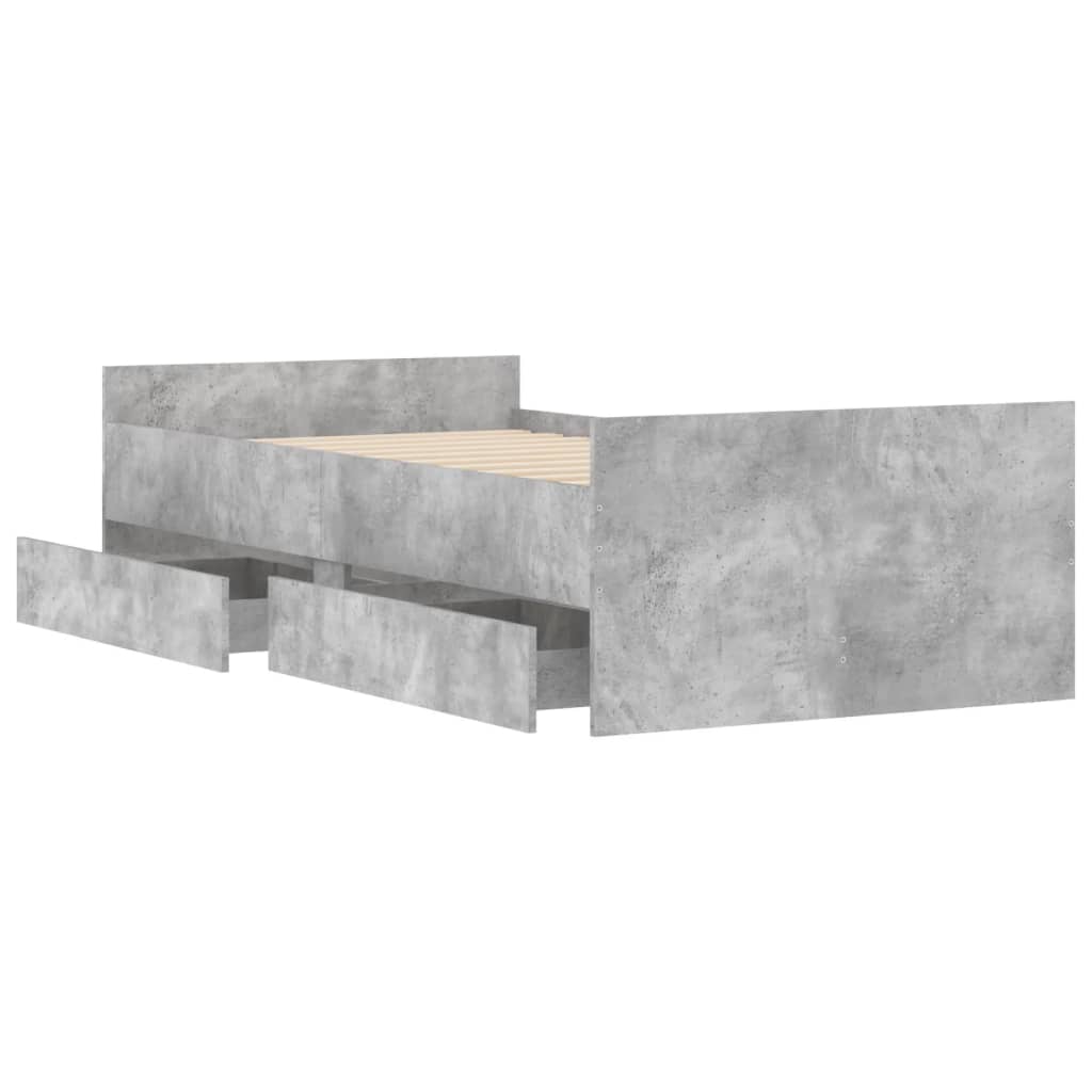 Bedframe met lades betongrijs 100x200 cm is nu te koop bij PeponiXL, paradijselijk wonen!