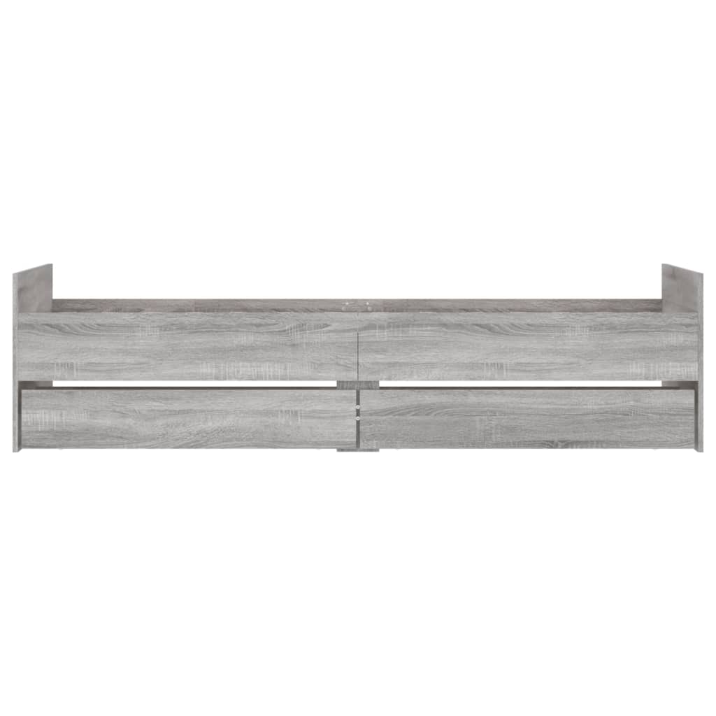 Bedframe met lades grijs sonoma eikenkleurig 100x200 cm is nu te koop bij PeponiXL, paradijselijk wonen!