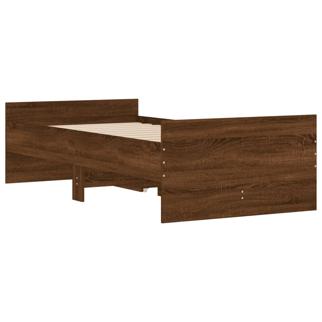 Bedframe met lades bruin eikenkleur 100x200 cm is nu te koop bij PeponiXL, paradijselijk wonen!
