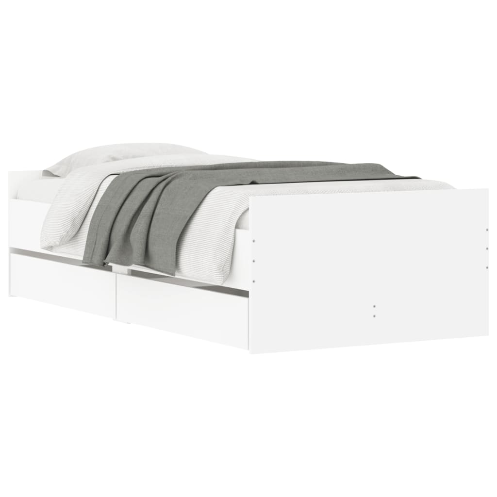 Bedframe met lades wit 90x200 cm is nu te koop bij PeponiXL, paradijselijk wonen!