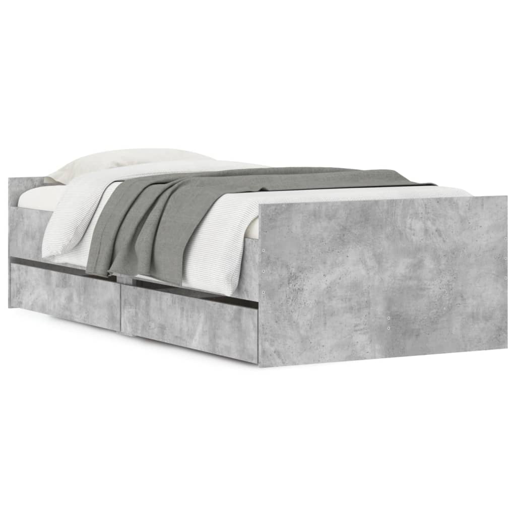 Bedframe met lades betongrijs 90x200 cm is nu te koop bij PeponiXL, paradijselijk wonen!