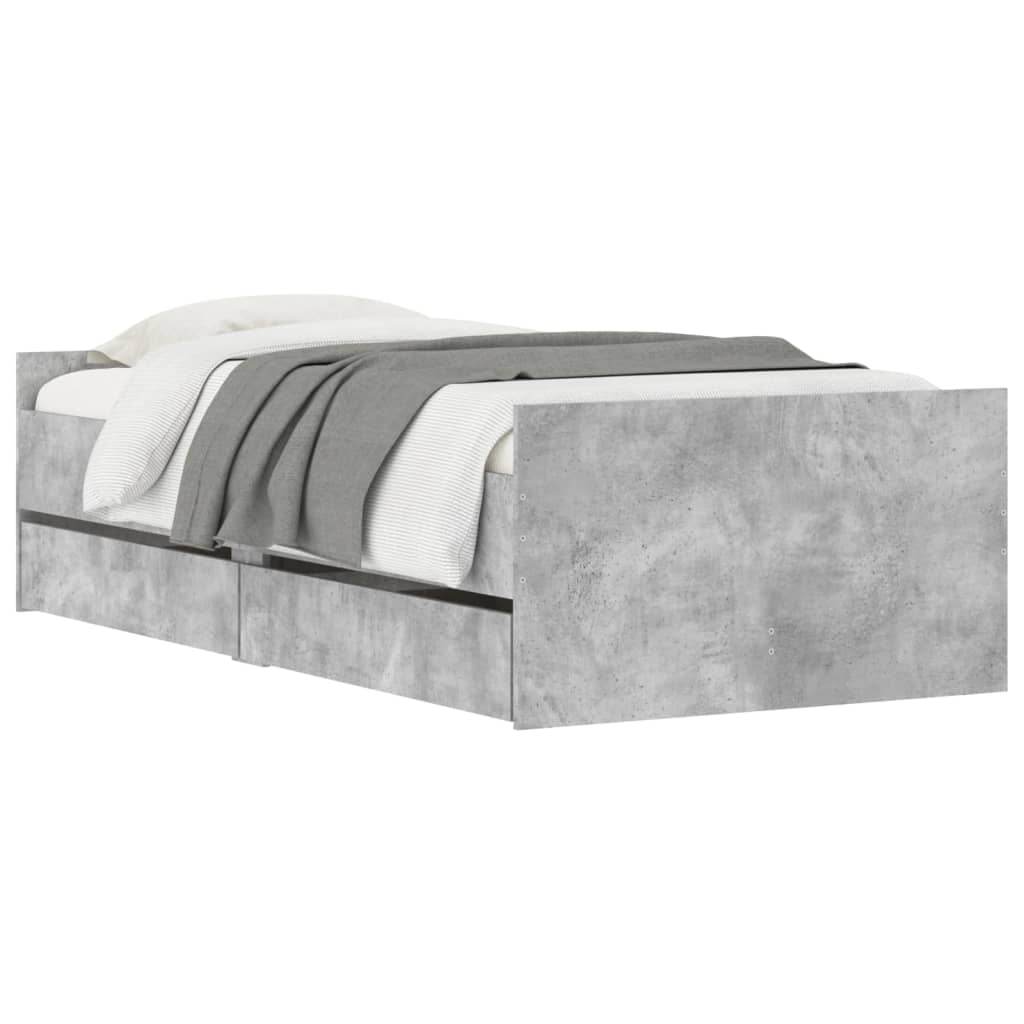 Bedframe met lades betongrijs 90x200 cm is nu te koop bij PeponiXL, paradijselijk wonen!