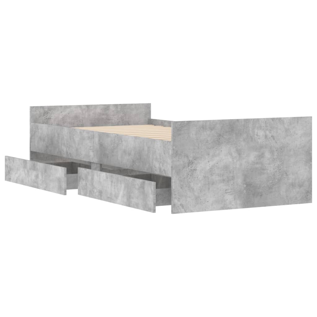 Bedframe met lades betongrijs 90x200 cm is nu te koop bij PeponiXL, paradijselijk wonen!