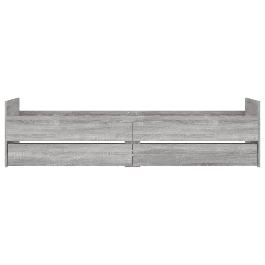 Bedframe met lades grijs sonoma eikenkleurig 90x200 cm is nu te koop bij PeponiXL, paradijselijk wonen!