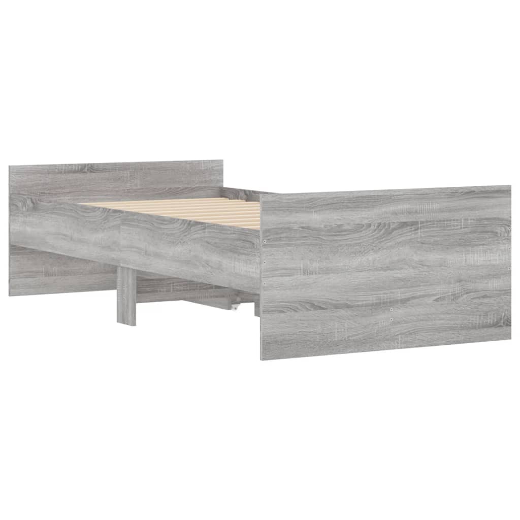 Bedframe met lades grijs sonoma eikenkleurig 90x200 cm is nu te koop bij PeponiXL, paradijselijk wonen!