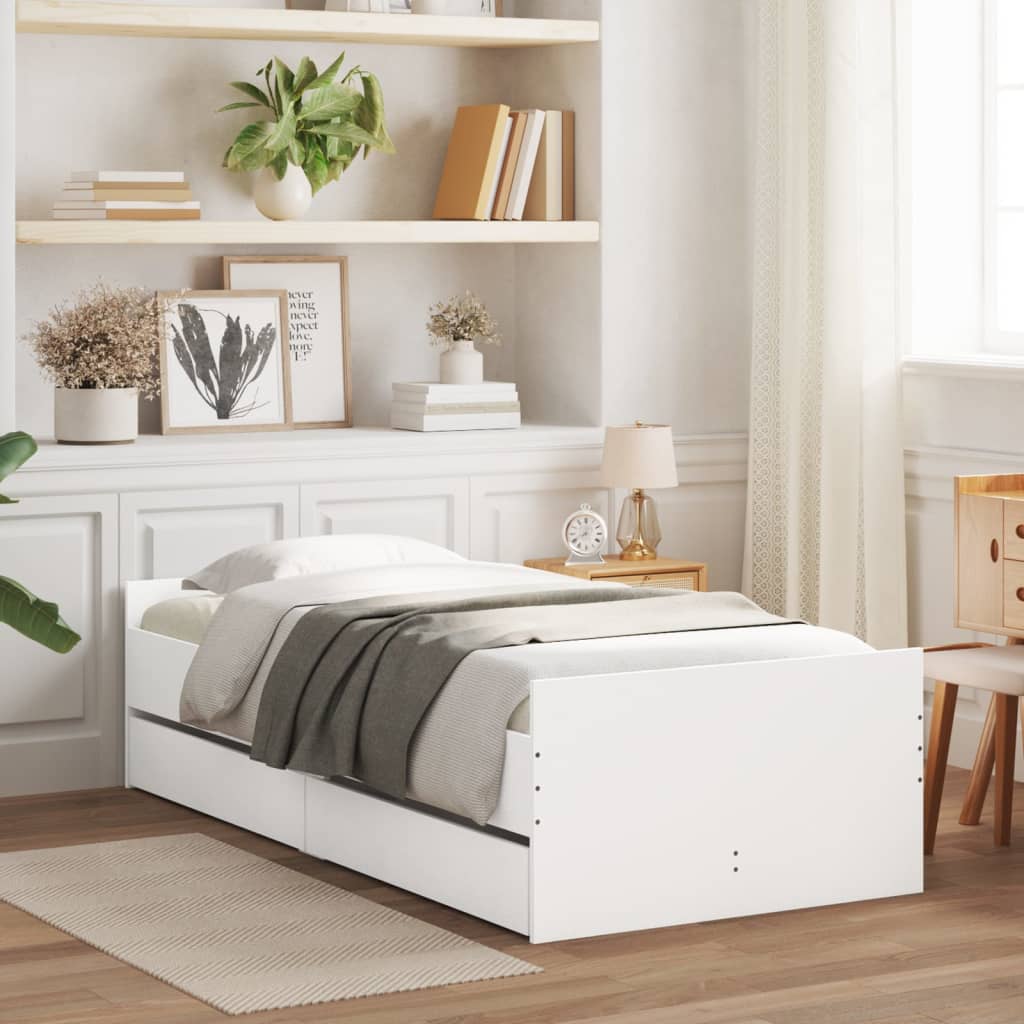 Bedframe met lades wit 90x190 cm is nu te koop bij PeponiXL, paradijselijk wonen!