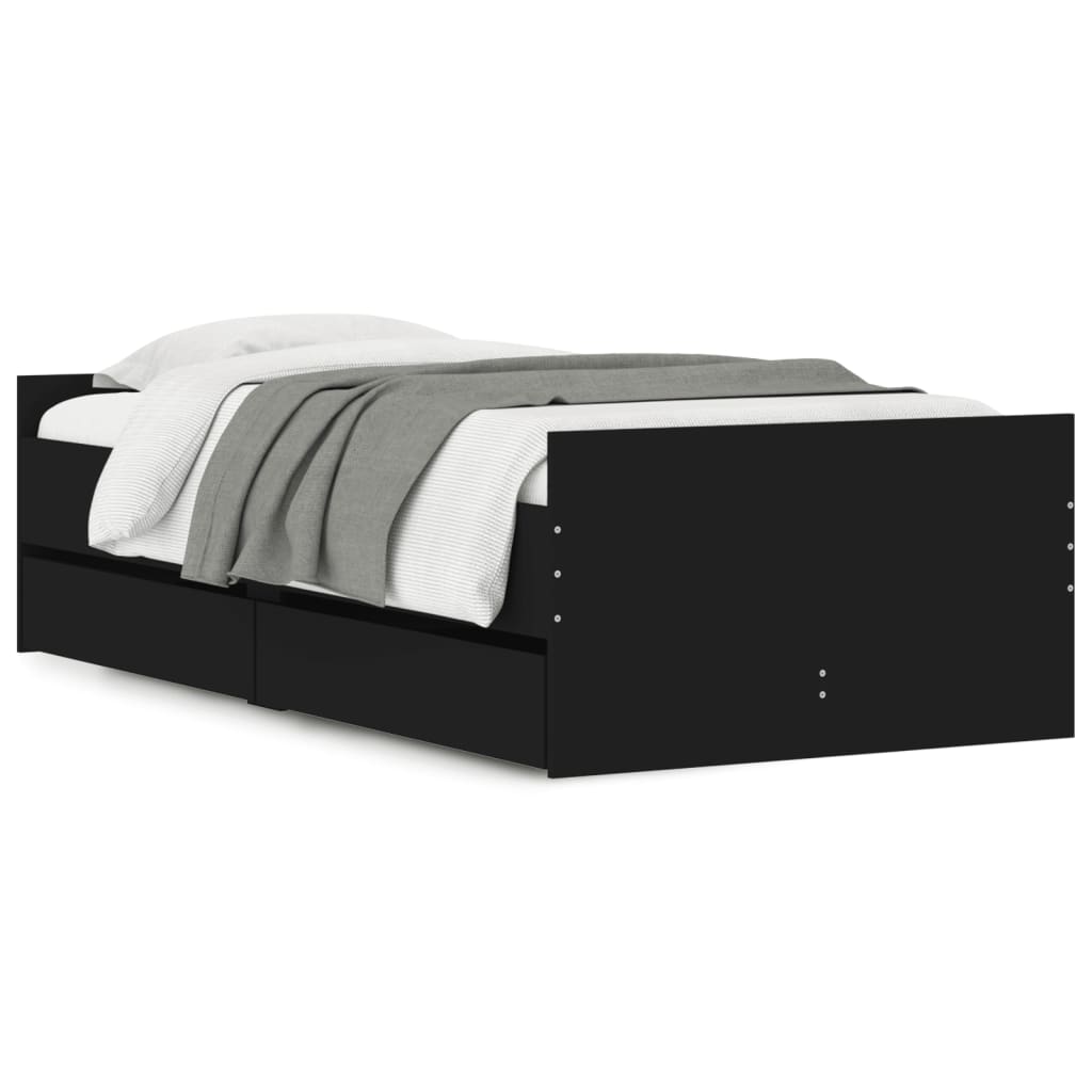 Bedframe met lades zwart 90x190 cm is nu te koop bij PeponiXL, paradijselijk wonen!
