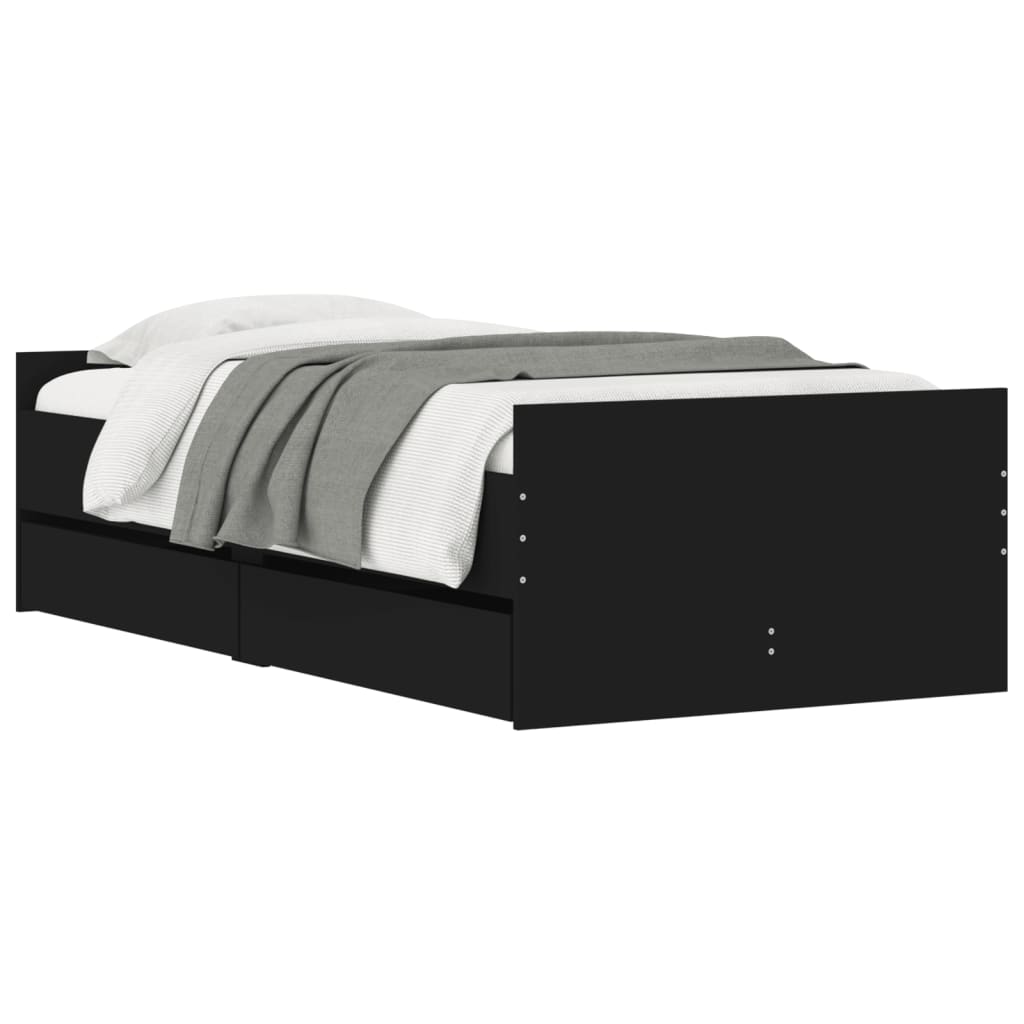 Bedframe met lades zwart 90x190 cm is nu te koop bij PeponiXL, paradijselijk wonen!