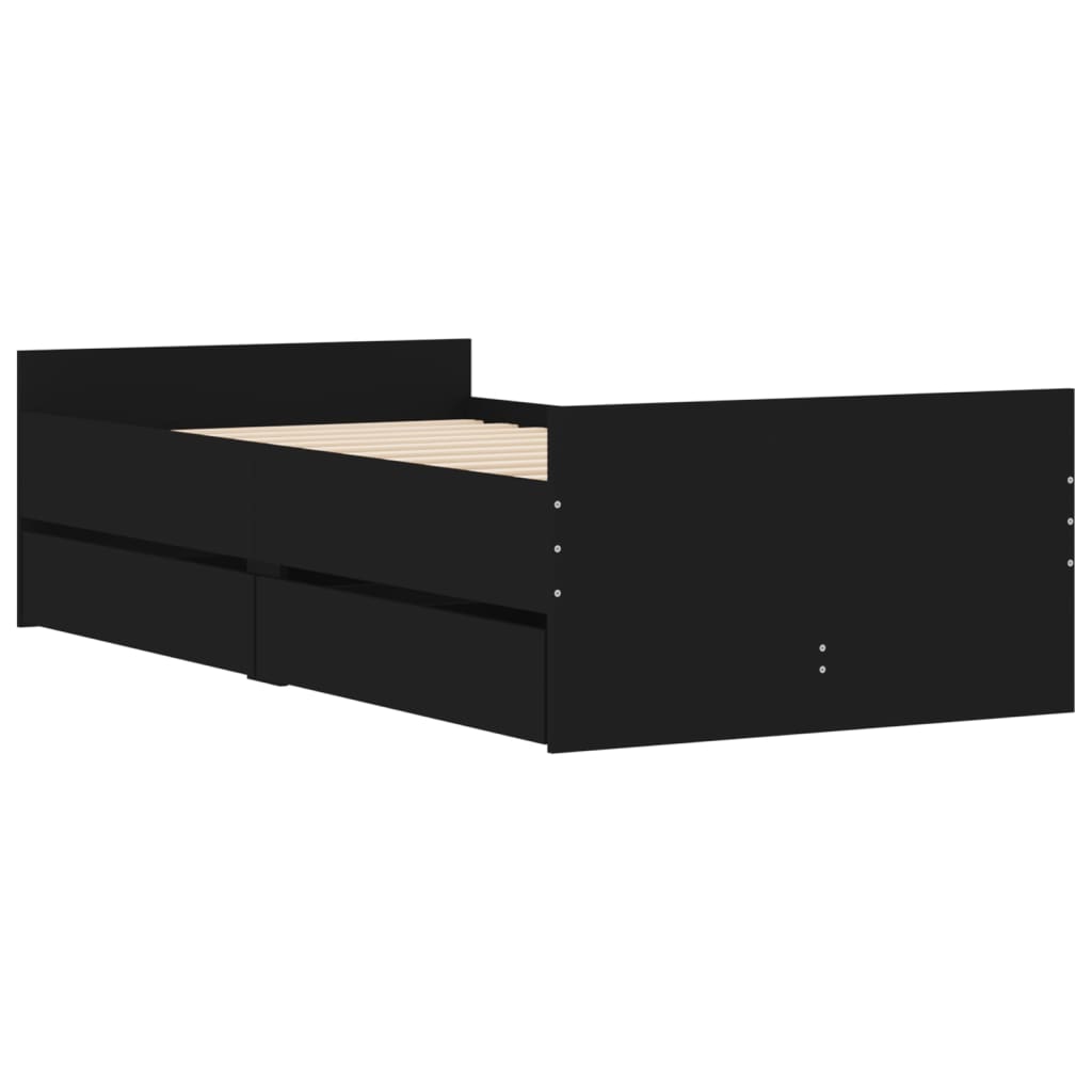 Bedframe met lades zwart 90x190 cm is nu te koop bij PeponiXL, paradijselijk wonen!